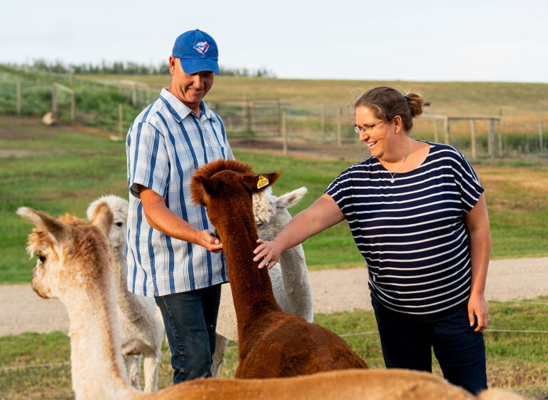 Our family with one of our beautiful alpacas.